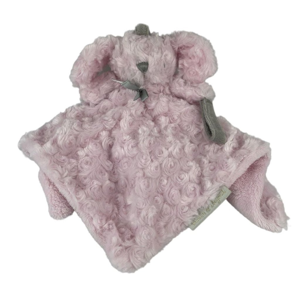 Blankets & Beyond Pink Bunny Rabbit 16"‎ Baby Lovey Swirl Fur Pacifier Holder